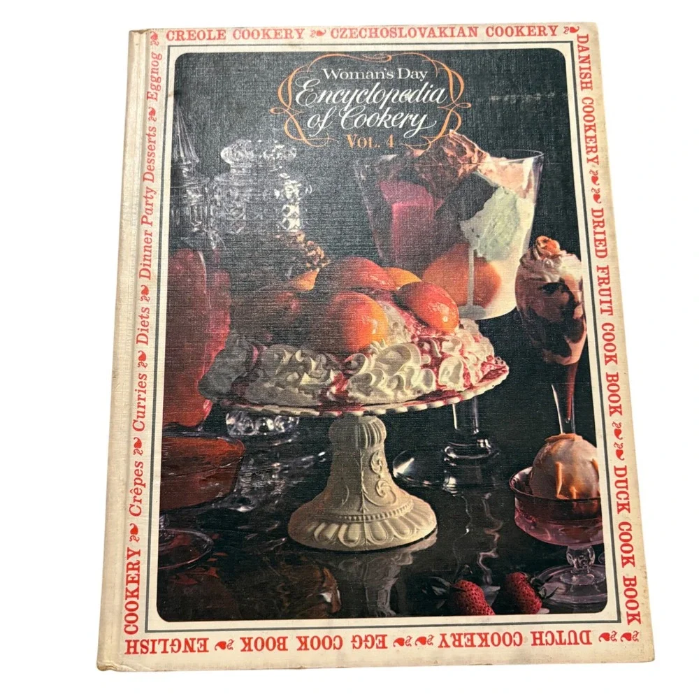 Vtg 1966 Womans Day Encyclopedia of Cookery Vol 4 MCM Retro Kitchen Decor Prop